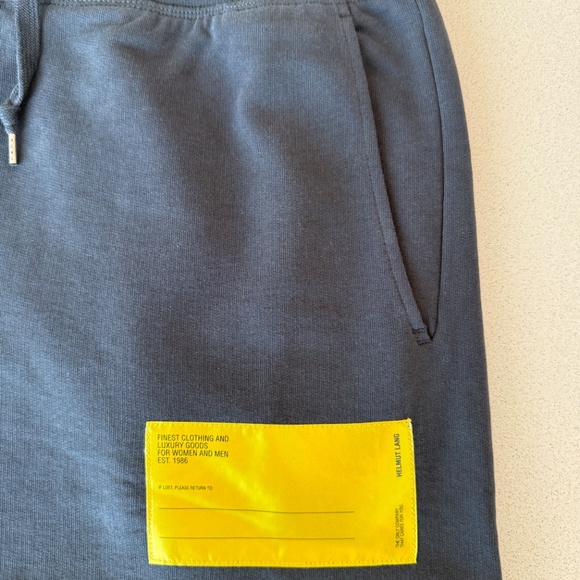Helmut Lang - BRAND NEW - Yellow Logo patch sweatpants - Patrol Navy Blue - Picture 3 of 10